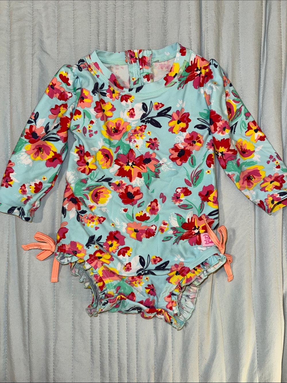 Tropical Flower long Sleeve Ruffle Butts Swimsuit